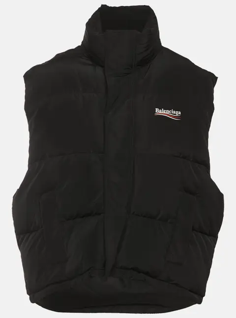 Balenciaga Black Political Campaign Nylon Oversized Puffer Vest S