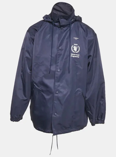 Balenciaga Navy Blue WFP Print Nylon Oversized Jacket S