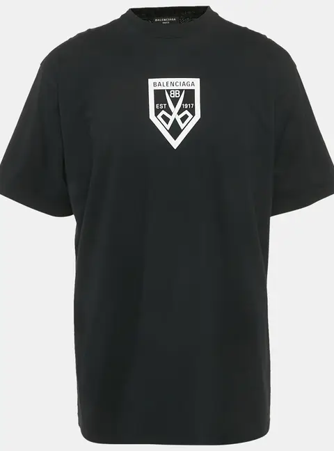 Balenciaga Unifit Black Logo Print Cotton T-Shirt XS