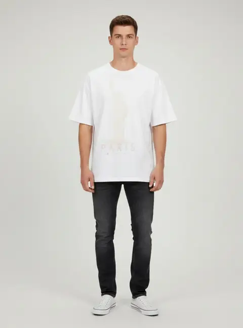 Balenciaga White Graphic Print Distressed Jersey T-Shirt L