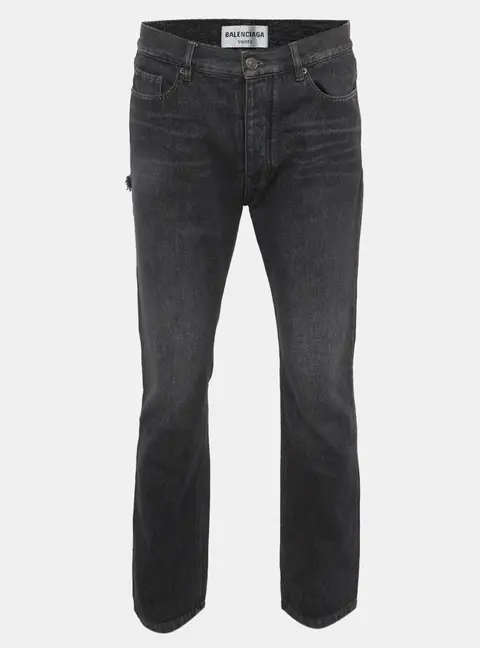 Balenciaga Unisex Grey Denim Straight Fit Jeans M/ Waist 32"