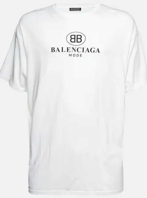 Balenciaga White Logo BB Mode Graphic Jersey T-Shirt XL