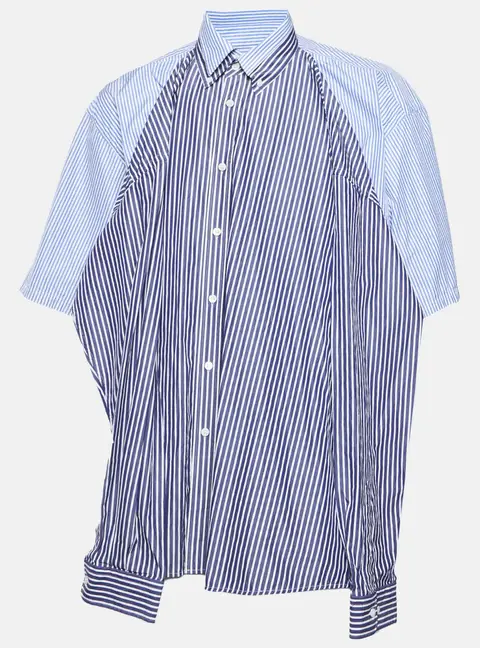 Balenciaga Blue/White Cotton Double Pinstripe Shirt M