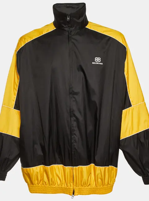 Balenciaga Two-Tone BB Logo Print Nylon Track Jacket S