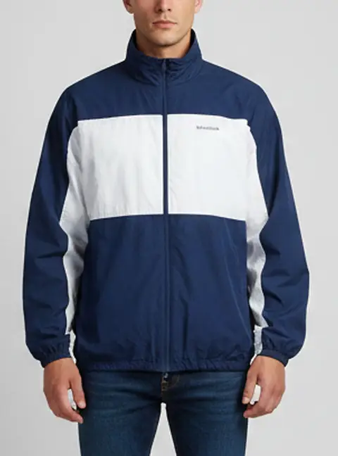 Balenciaga Color Block Logo Print Cotton Oversized Zip Up Jacket XL