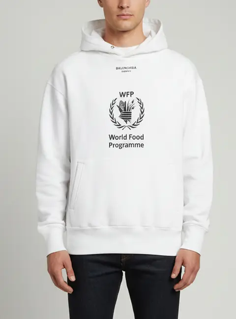 Balenciaga X WPF White World Food Programme Print Cotton Hoodie S