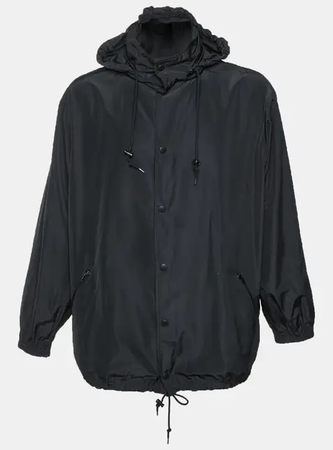 Balenciaga Black Logo Print Synthetic Hooded Jacket M