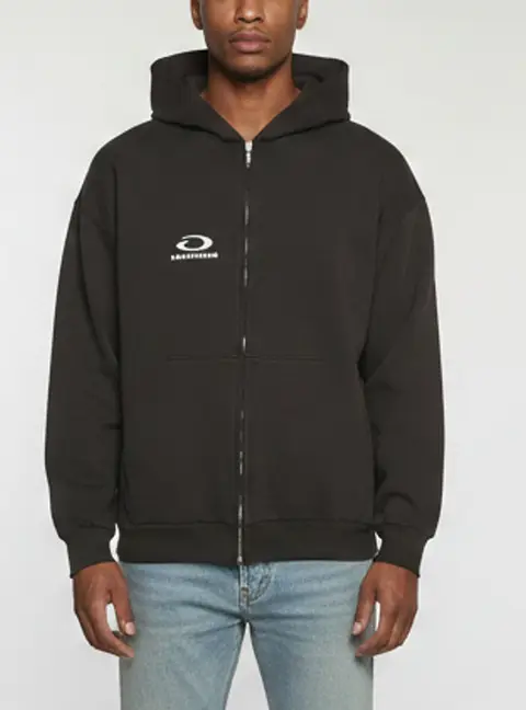 Balenciaga Unisex Black Jersey Inside Out Hoodie M