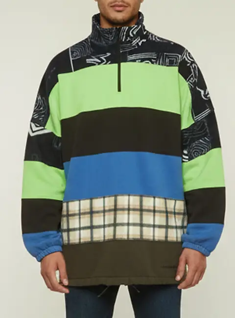 Balenciaga Multicolor Fleece Jersey Quarter Zip Chimney Sweater L