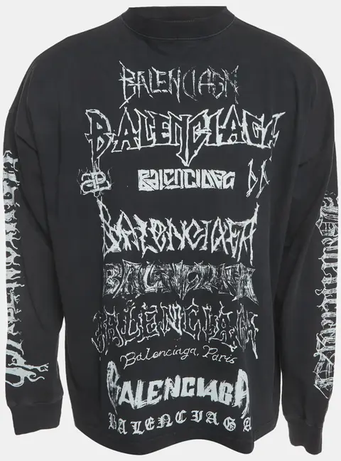 Balenciaga Unisex Black Printed Cotton Crewneck Sweatshirt M