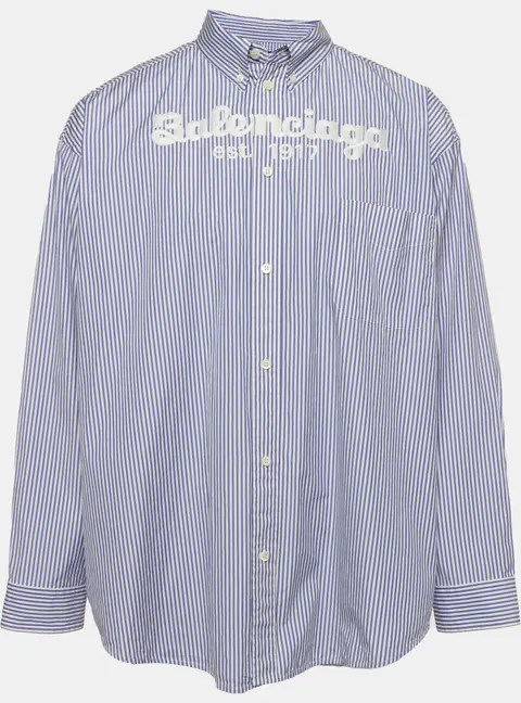 Balenciaga Purple/White Stripe Cotton Button Down Shirt S