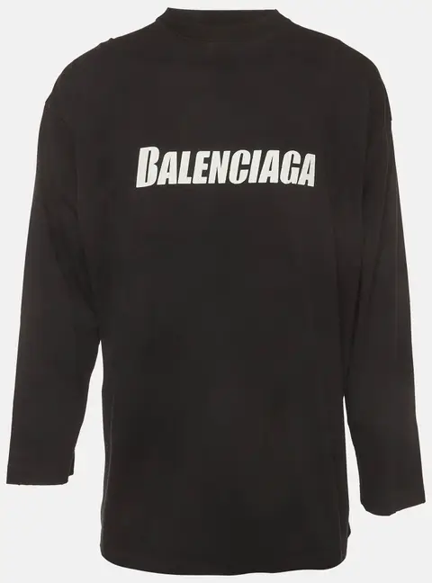 Balenciaga Unisex Black Printed Jersey Long Sleeve T-Shirt L
