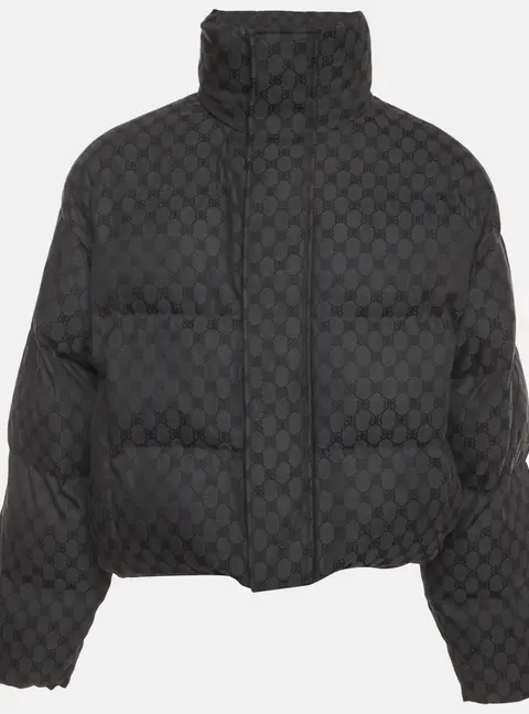 Balenciaga Unisex Black Monogram Jacquard Puffer Jacket S
