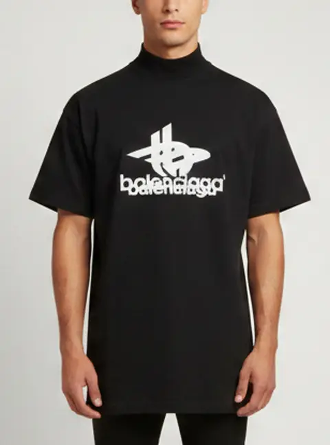 Balenciaga Black Logo Graphic Jersey Oversized T-Shirt S