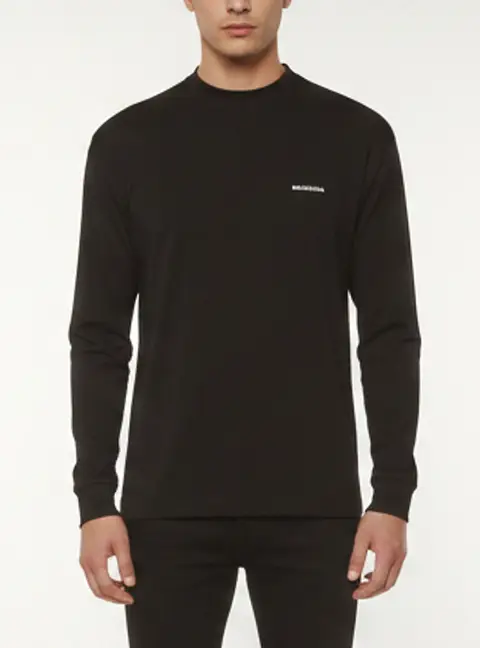 Balenciaga Black Logo Graphic Jersey Long Sleeve Shirt M
