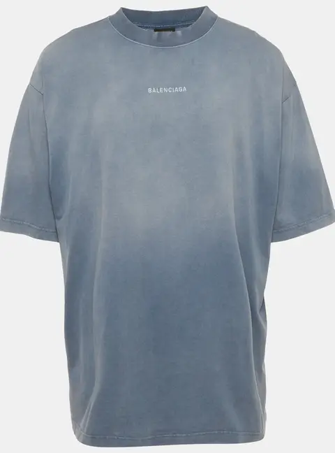 Balenciaga Blue Jersey Oversized Short Sleeve T-Shirt XL