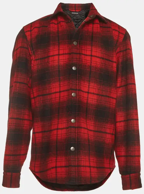Balenciaga Red/Black Plaid Flannel Quilted Oversized Long Sleeve Shirt S
