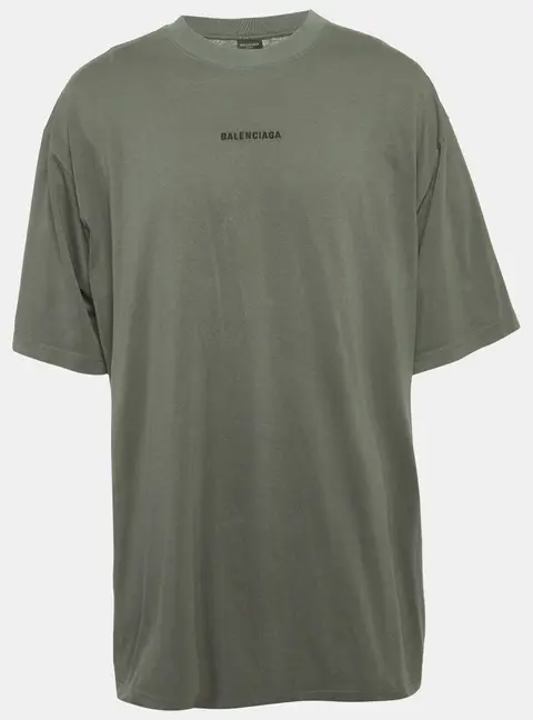 Balenciaga Unisex Grey Arabic Logo Embroidered Jersey T-Shirt XXL