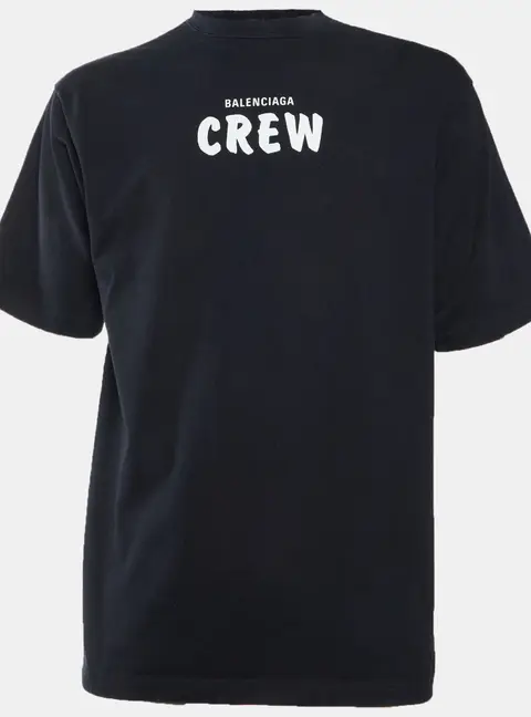 Balenciaga Black Crew Logo Print Cotton Crew Neck Oversized T-Shirt S