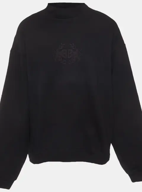 Balenciaga Black Logo Embroidered Cotton Oversized Sweatshirt M