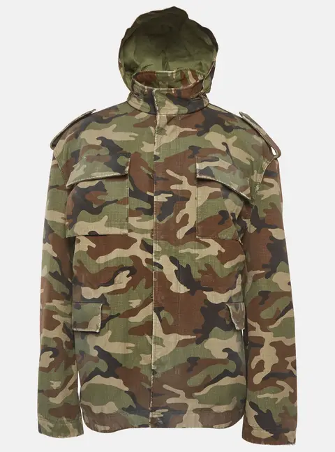 Balenciaga Unisex Multicolor Cotton Dark Camo Biker Army Jacket M