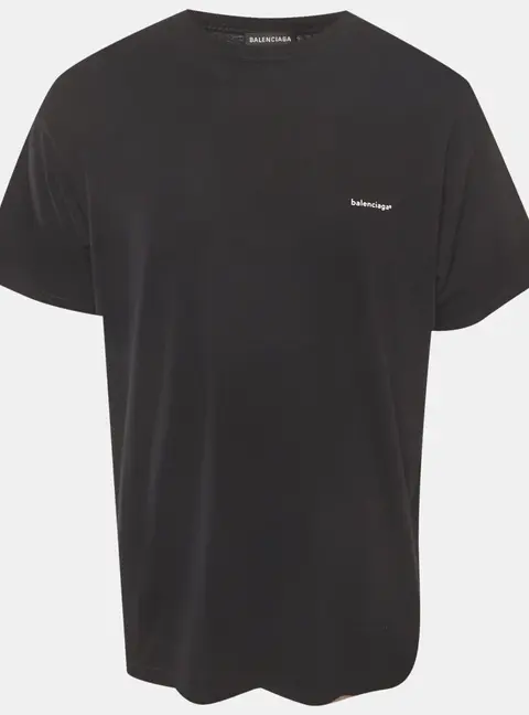 Balenciaga Black Logo Print Jersey Oversized T-Shirt M