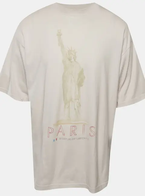 Balenciaga Off-White Statue Of Liberty Jersey Distressed T-shirt XL
