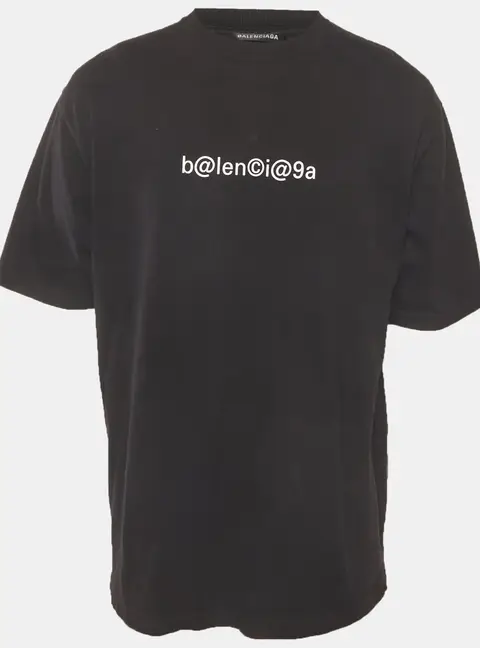 Balenciaga Black Logo Print Jersey T-Shirt M