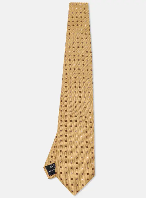 Balenciaga Beige Square Pattern Silk Tie