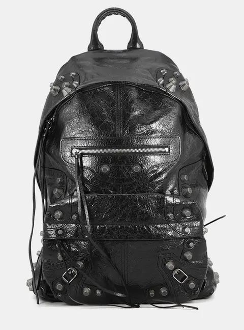 Balenciaga Le Cagole Black Lambskin Leather Backpack Bag