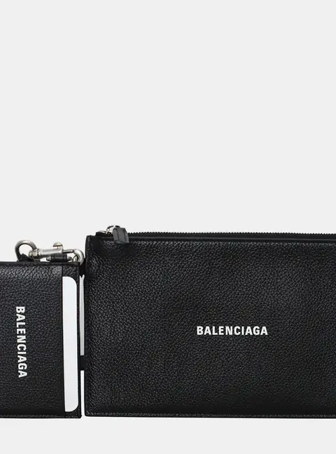 Balenciaga Cash Black Grained Calfskin Leather Pouch Bag