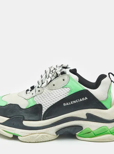Balenciaga Multicolor Mesh and Nubuck Leather Triple S Clear Sole Low Top Sneakers Size 41