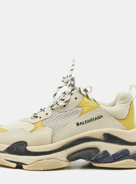 Balenciaga Multicolor Faux Leather and Mesh Triple S Lace Up Sneakers Size 42