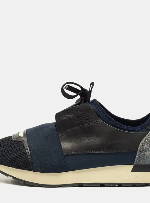 Balenciaga Tricolor Leather, Suede and Mesh Race Runner Sneakers Size 40