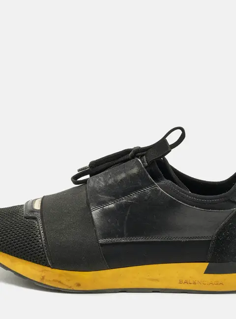 Balenciaga Race Runner Size 41 Black Leather, Mesh and Suede Low Top Sneakers