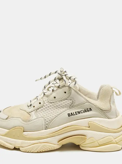 Balenciaga Triple S Size 41 White/Grey Leather and Mesh Low Top Sneakers