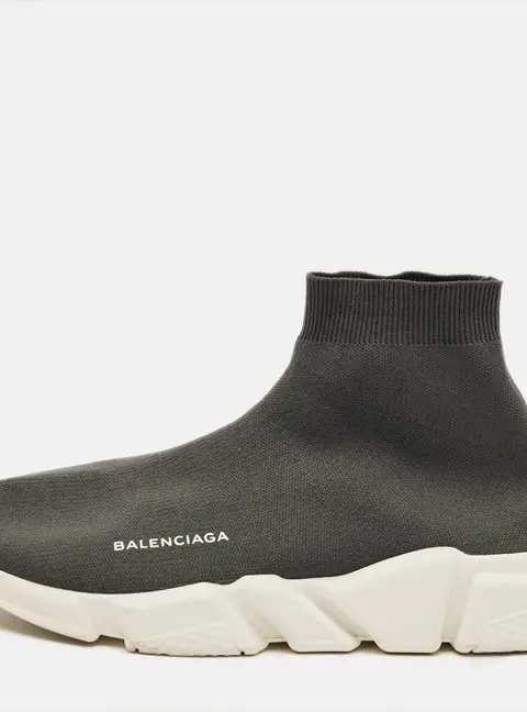 Balenciaga Speed Size 42 Grey Knit Fabric High Top Sneakers