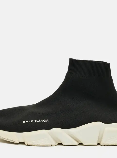 Balenciaga Speed Size 42 Black Knit Fabric High Top Sneakers