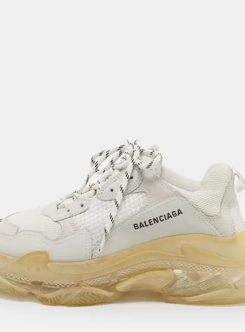 Balenciaga Triple S Size 41 Grey Faux Leather and Mesh Lace Up Sneakers