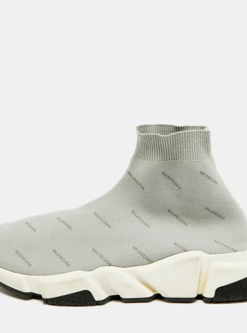Balenciaga Speed Trainer Size 43 Grey Knit Fabric High Top Sneakers