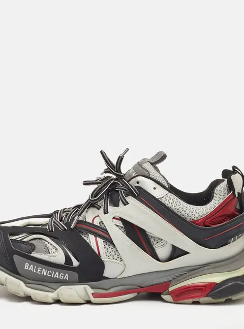 Balenciaga Track Size 44 Grey/Black Faux Leather and Mesh Lace Up Sneakers
