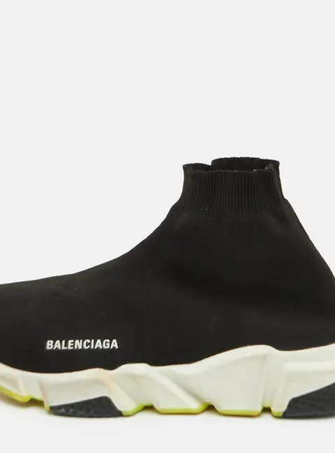 Balenciaga Speed Trainer Size 44 Black Knit Fabric High Slip On Sneakers