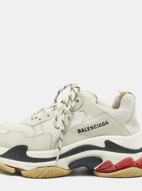 Balenciaga Triple S Size 39 Tricolor Mesh and Nubuck Leather Lace Up Sneakers
