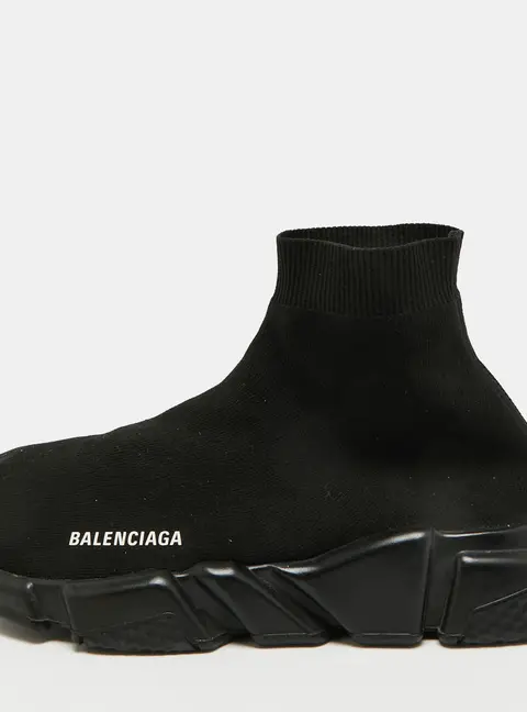 Balenciaga Speed Trainer Size 42 Black Knit Fabric High Top Sneakers