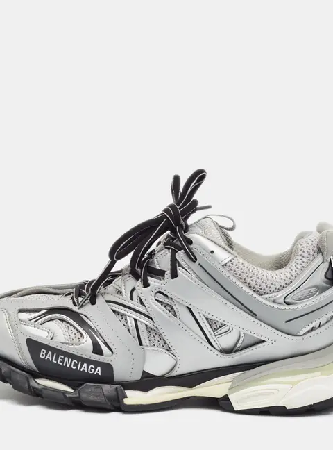 Balenciaga Track Size 42 Grey Faux Leather and Mesh Lace Up Sneakers