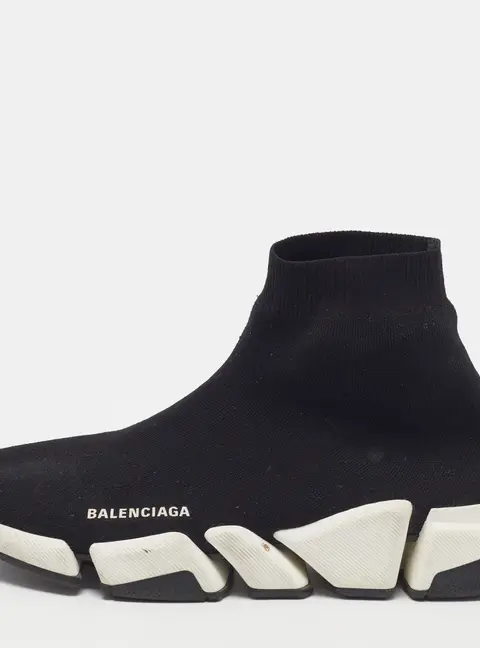 Balenciaga Speed Size 42 Black Knit Fabric Slip On Sneakers