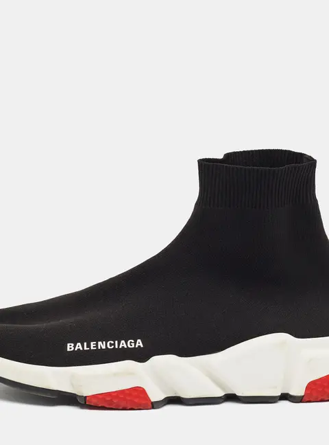 Balenciaga Speed Trainer Size 41 Black Knit Fabric High Top Sneakers