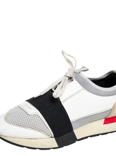 Balenciaga Multicolor Mesh And Leather Race Runner Sneakers Size 40
