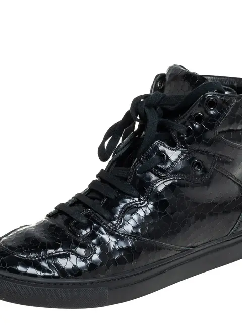 Balenciaga Black  Leather High Top Sneakers Size 39