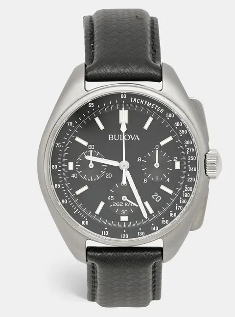 Bulova Lunar Pilot Special Edition 96B251 Black Dial Stainless Steel Men's Wristwatch 45 mm